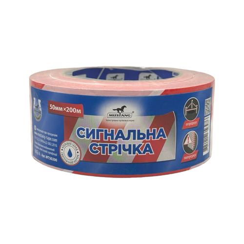 MUSTANG Сигнальна стрічка 50мм.*200м. (червоно-біла)