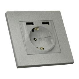 MUTLUSAN RITA Механізм розетки внутр. 1-й з/з +2* USB (срібло) 47-11-88
