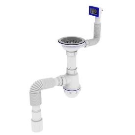 Krono Plast Сифон для кухни. мойки 1/2″*40 с резьбовым выпуском и гибким прямоугольным переливом, с гибкой трубой 40*40/50 SM27010343