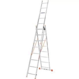 BLUETOOLS Лестница алюминиевая 3-х секционная (3х8 ступеней) 5,0м. 160-9005