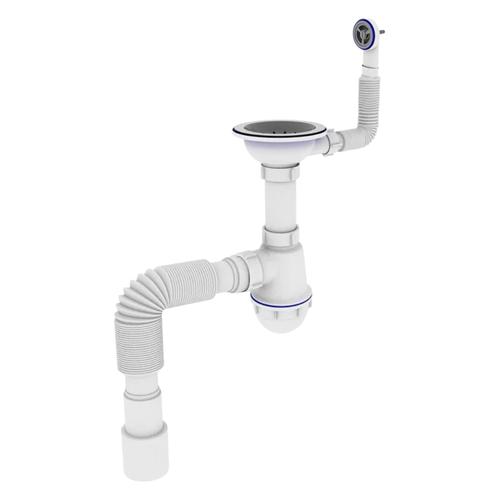 ZERIX SK-02-C Сифон для кухонної мийки 3 1/2x40 з різьбовим випуском та круглим переливом (ZX4954)