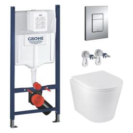 GROHE Solido 3 в 1 3884966Q Інсталяція + Унітаз безобідковий Kroner Armada WHI513636 RIMLESS з сидінням Slim Duroplast / Soft-close / Quick relase KA513636WHIR (3884966KA513636)