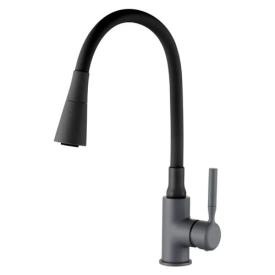 ZERIX Atrium-011-T Graphite Refl.Black Змішувач для кухні (колір графіт + силіконовий вилив чорний) (ZX6106)