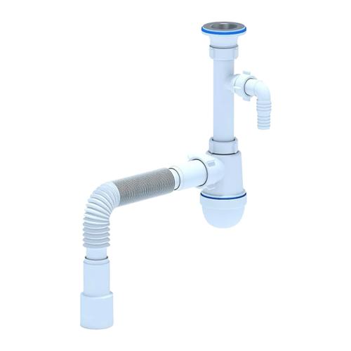 Ani Plast C1315 Сифон для мийки 1 1/4 х 40 з відведенням для пральної машини, з гнучкою трубою 40 x 40/50