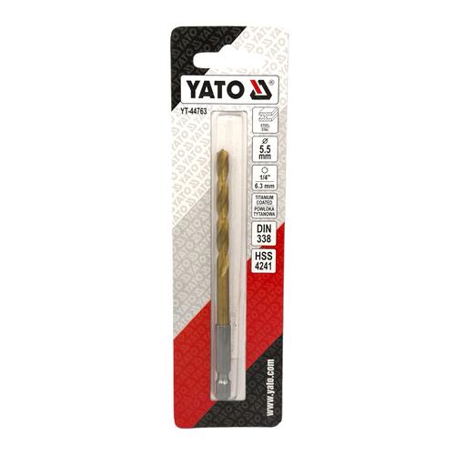 YATO Свердло по металу титанове HSS-TIN, Ø5,5мм., L=113мм., HEX-1/4 YT-44763