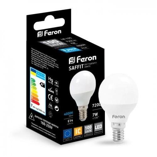 Feron LED-Лампа SAFFIT куля 7W 4000K 720Lm E14 LB-195