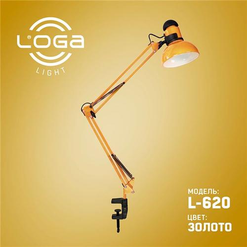 ТМ LOGA Настільна лампа на струбцині ЗОЛОТО L-620