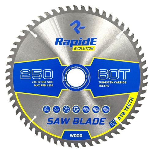 RAPIDE Basic Series Диск пильний по дереву Ø250*30/32мм. (60зуб.) RAHФ-00001420