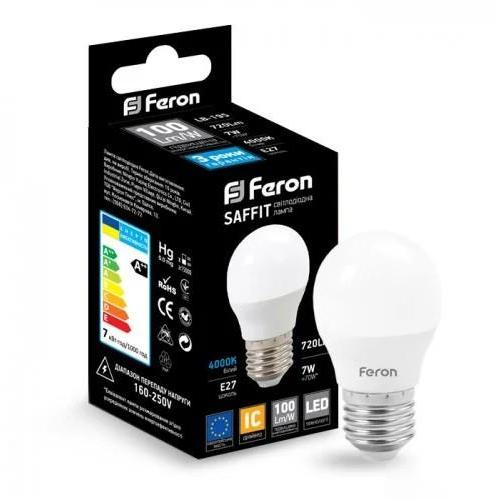Feron LED-Лампа SAFFIT куля 7W 4000K 720Lm E27 LB-195