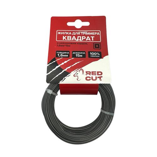 RED CUT Ліска для тримера КВАДРАТ з нейлоновим кордом 1,6мм*15м. 35-15516
