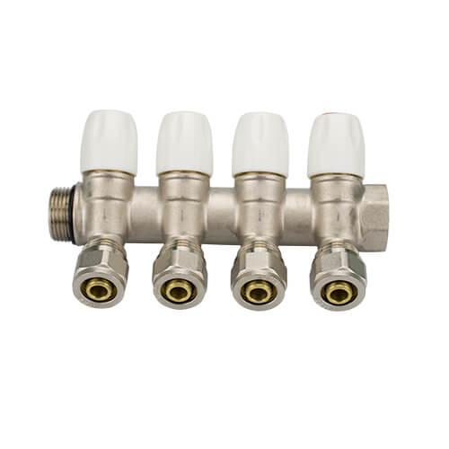 KARRO KR17021 Коллектор для теплого пола 3/4х16х4 с перекрывающим вентилем