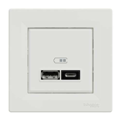 Schneider ASFORA Розетка подвійна USB 2,4A (біла) EPH2700321
