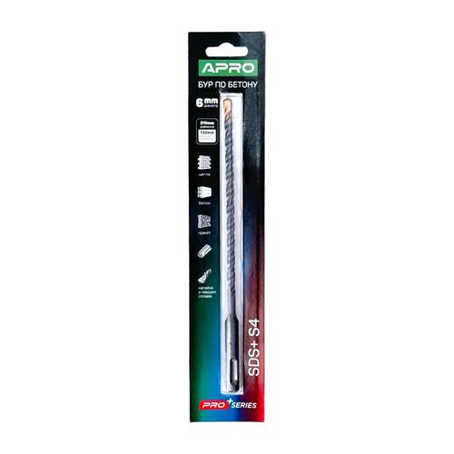 APRO PRO SERIES Бур по бетону SDS PLUS HQ S4 Ø6x210мм 815144