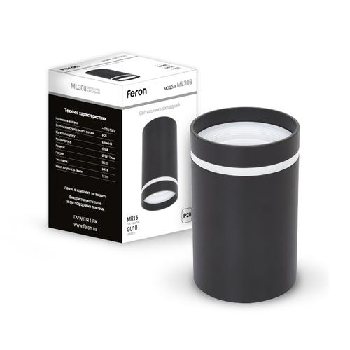 Feron Светильник накладной круглый GU10 (чёрный) ML308