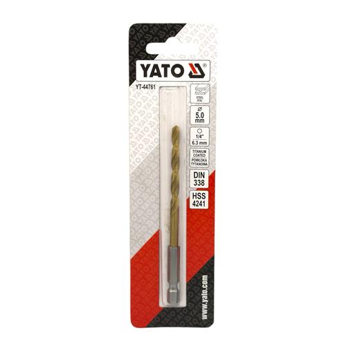 YATO Свердло по металу титанове HSS-TIN, Ø5,0мм., L=106мм., HEX-1/4 YT-44761
