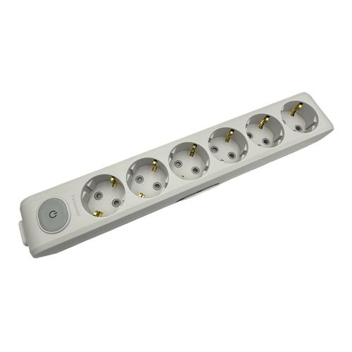Panasonic X-tendia Колодка для подовжувача 6-а з/з, захист. шторки +  вимикач (сіра) WLTA0460-2GR