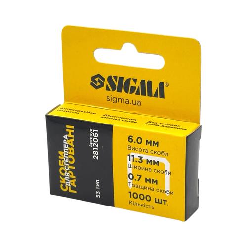 SIGMA Скоба для степлера 6*11,3*0,7mm (гартовані, квадратні) (1000 шт.) 2812061