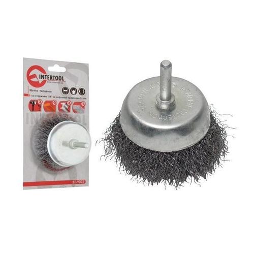 INTERTOOL Щетка чашечная 75 мм для дрели, 1/4 (витая проволока) BT-9075