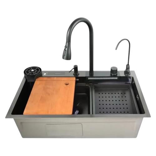 ZERIX ZH7546-SET-06 DECOR NANO-BLACK Кухонна мийка багатофункціональна 750*460*215мм. (з PVD  покриттям)