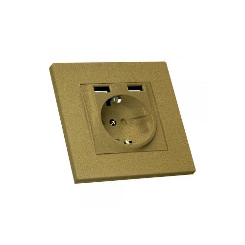 MUTLUSAN RITA Механизм розетки внутр. 1-й с/с +2* USB (золото) 47-13-83