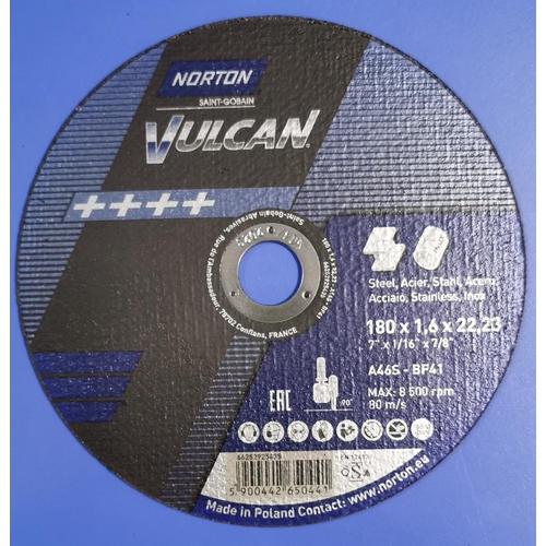 NORTON VULCAN Диск відрізний по металу 180*1,6*22,2 70V105