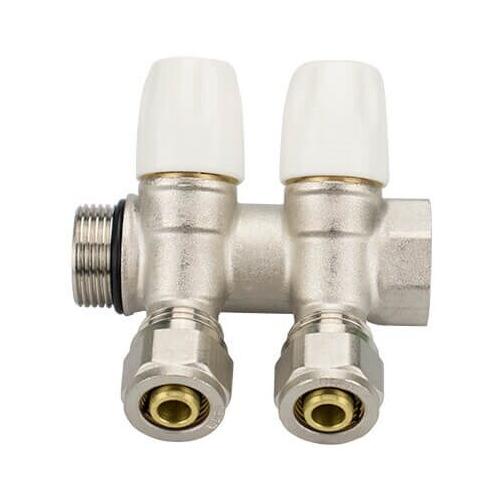 KARRO KR17021 Коллектор для теплого пола 3/4х16х2 с перекрывающим вентилем