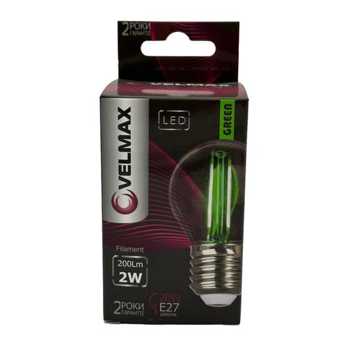 VELMAX LED-Лампа FILAMENT куля 2w E27 (зелена) 21-41-33