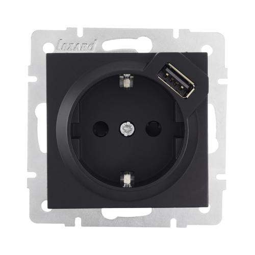 Lezard VESNA Механізм розетки внутр. 1-й з/з + USB (антрацит) 742-4288-181