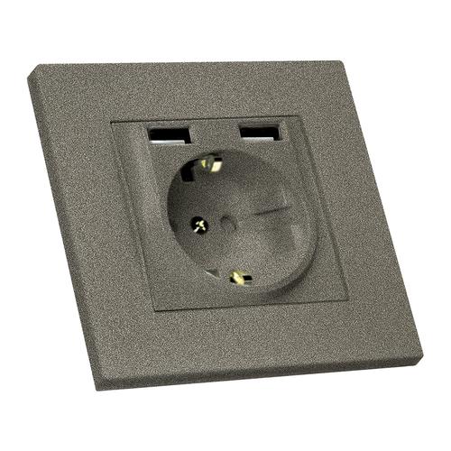 MUTLUSAN RITA Механизм розетки внутр. 1-й с/с +2* USB (графит) 47-07-76