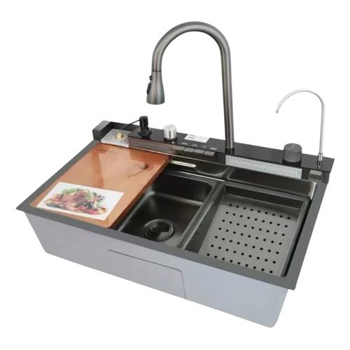 MIXXUS MH7546-SET-06 DECOR NANO-BLACK Кухонна мийка багатофункціональна 750*460*215мм. (з PVD  покриттям)
