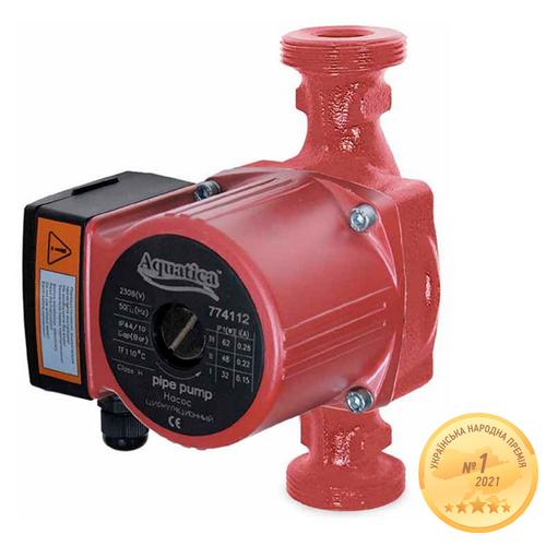 AQUATICA Насос циркуляционный 100Вт Hmax 6м Qmax 75л/мин Ø2 180мм+гайки Ø1¼ 774134