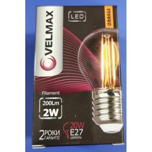 VELMAX LED-Лампа FILAMENT шар 2w E27 (оранжева) 21-41-35
