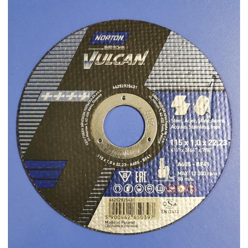 NORTON VULCAN Диск отрезной по металлу 115*1*22,2 70V101
