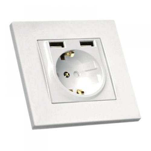 MUTLUSAN RITA Механизм розетки внутр. 1-й с/з +2* USB (белый) 47-01-23