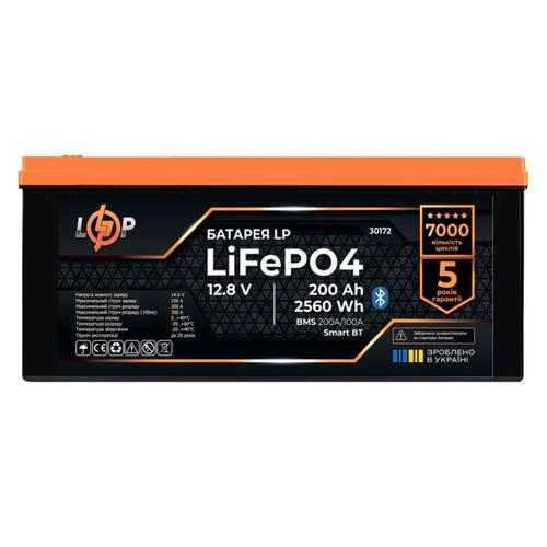 LogicPower Акумулятор LiFePo4 12,8V/200Ah 2560Wh (BMS 200A/100А) пластик Smart BT 30172