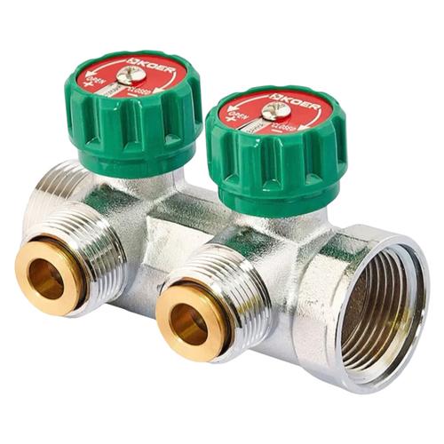 KOER KR.1127-2 - 1x2 - 3/4 Ways Колектор вентильний з адаптером (євроконус-площина) (KR4946)