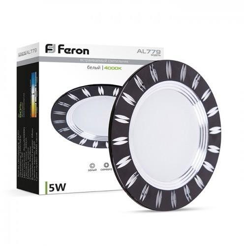 Feron LED-Світильник вбудований 5W 4000K 400Lm (чорний) AL779