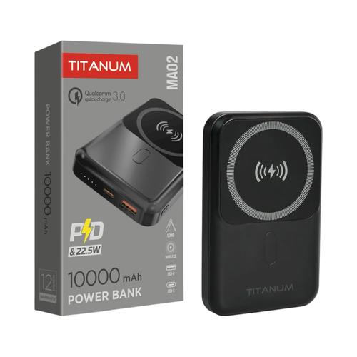TITANUM TPB-MA02-B Power bank 10000mAh PD20W 22.5W Black (з бездротовою зарядкою)