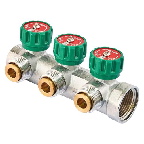 KOER KR.1127-3 - 1x3 - 3/4 Ways Колектор вентильний з адаптером (євроконус-площина) (KR4948)