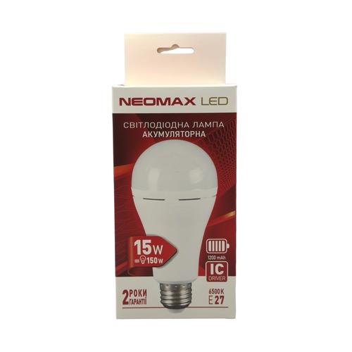 NEOMAX LED-Лампа акумуляторна 15W E27 6500K 1200mA A80 NX15E-C27
