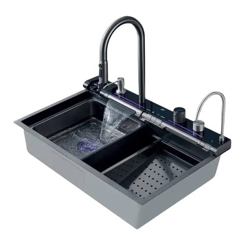 ZERIX ZH7546-SET-04 DECOR NANO-BLACK Кухонна мийка багатофункціональна 750*460*215мм. (з PVD  покриттям)