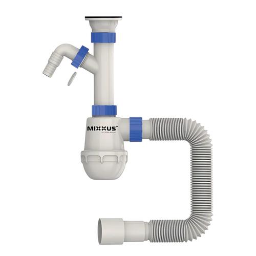 MIXXUS SK-01-B Сифон для кухни 1 1/2x40 с литым выпуском и отводом для стиральной машины (MI8191)