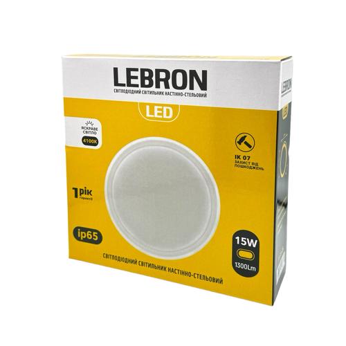 LEBRON LED-Світильник накладний (круг) 15W 4100K 1300Lm IP65 L-WLR 15-35-26-1