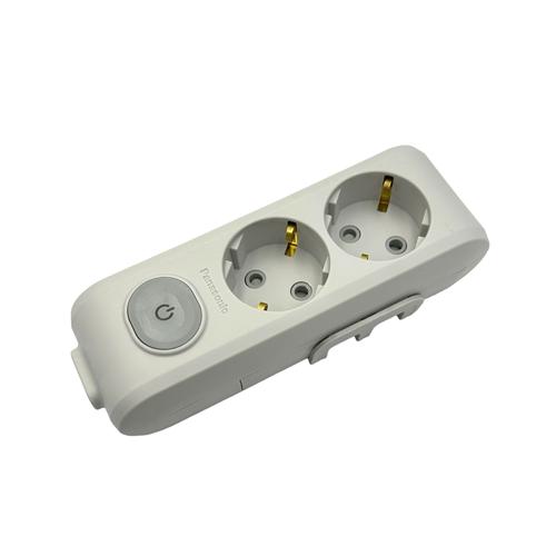 Panasonic X-tendia Колодка для подовжувача 2-а з/з, захист. шторки +  вимикач (сіра) WLTA0420-2GR