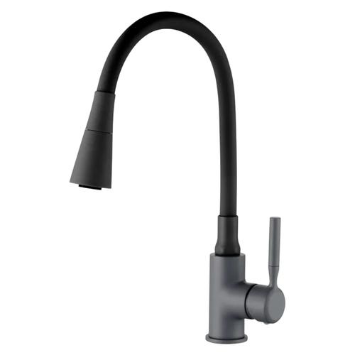 ZERIX Atrium-011-T Graphite Refl.Black Змішувач для кухні (колір графіт + силіконовий вилив чорний) (ZX6106)