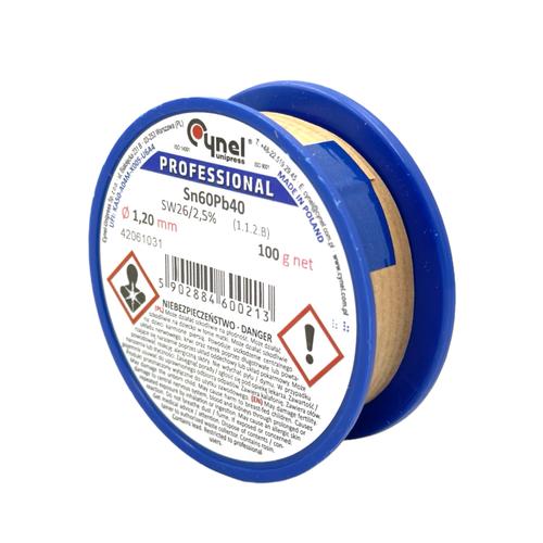 CYNEL PROFESSIONAL Припой з флюсом Sn60Pb40 Ø1.2мм., (100гр.)
