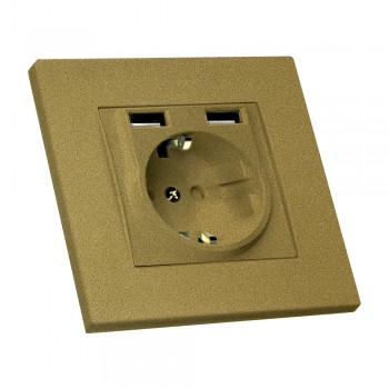 MUTLUSAN RITA Механізм розетки внутр. 1-й з/з +2* USB (золото) 47-13-83