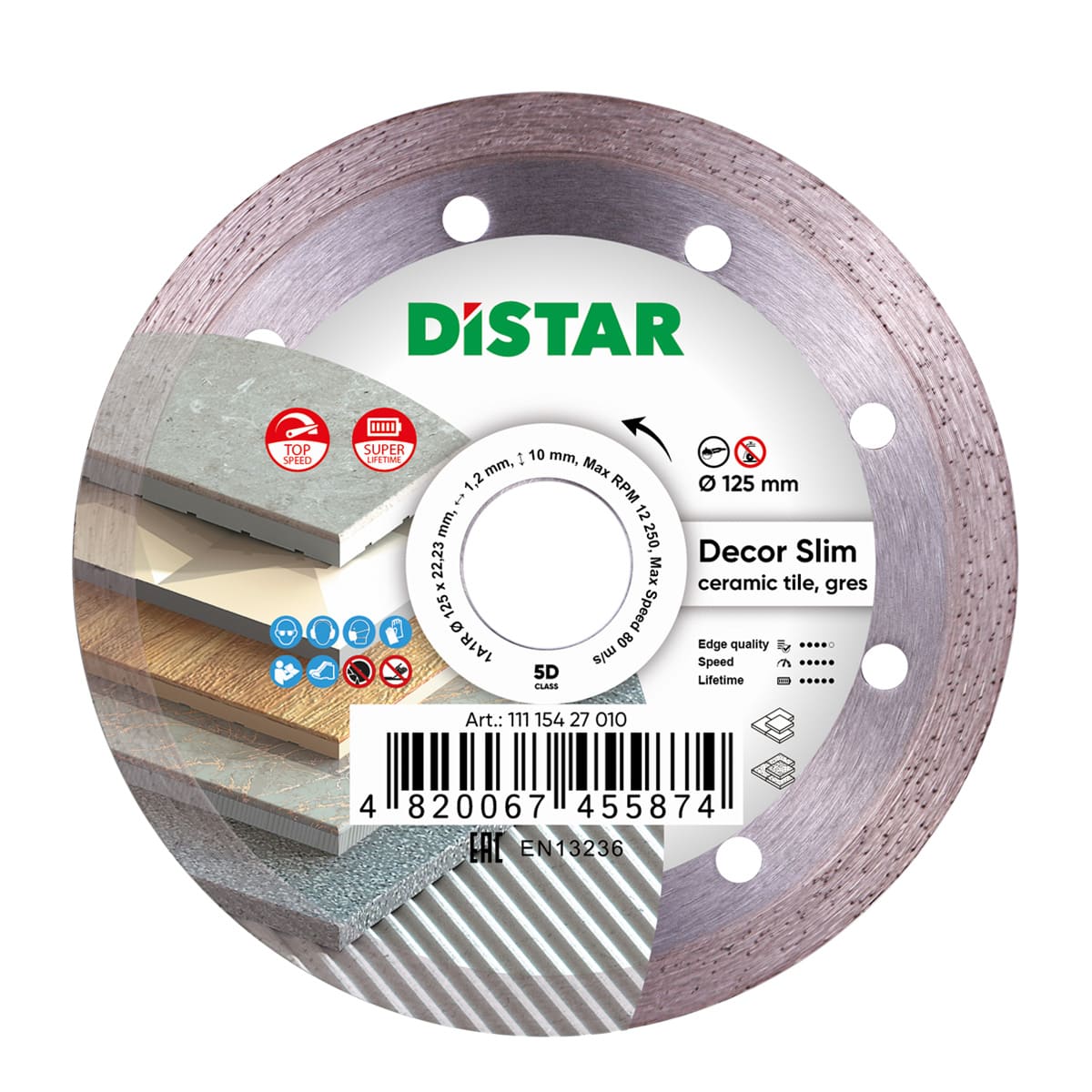 DISTAR 1A1R DECOR SLIM Диск алмазний 125x1,2/1,0x8x22,23мм. 11115427010