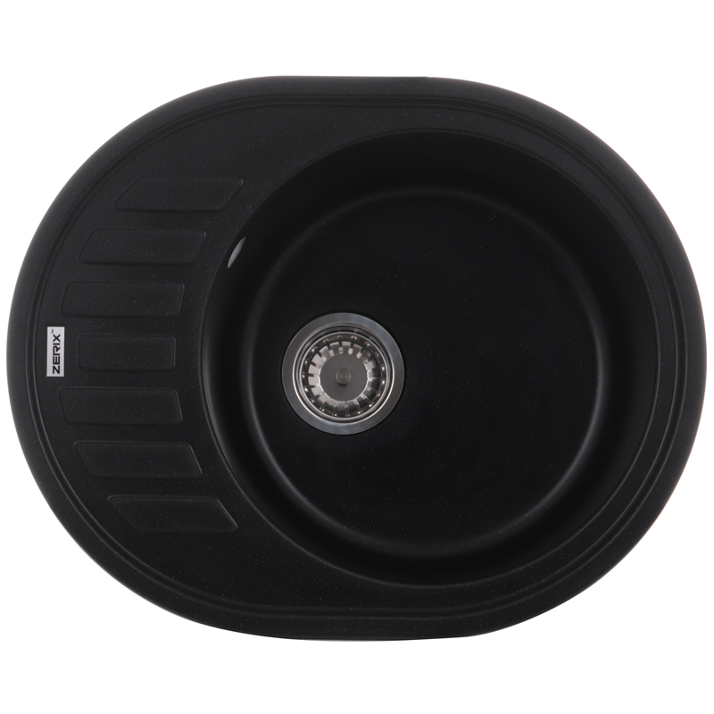 ZERIX ZS-6250R-14 Мийка гранітна 620*500мм. (чорний металік)