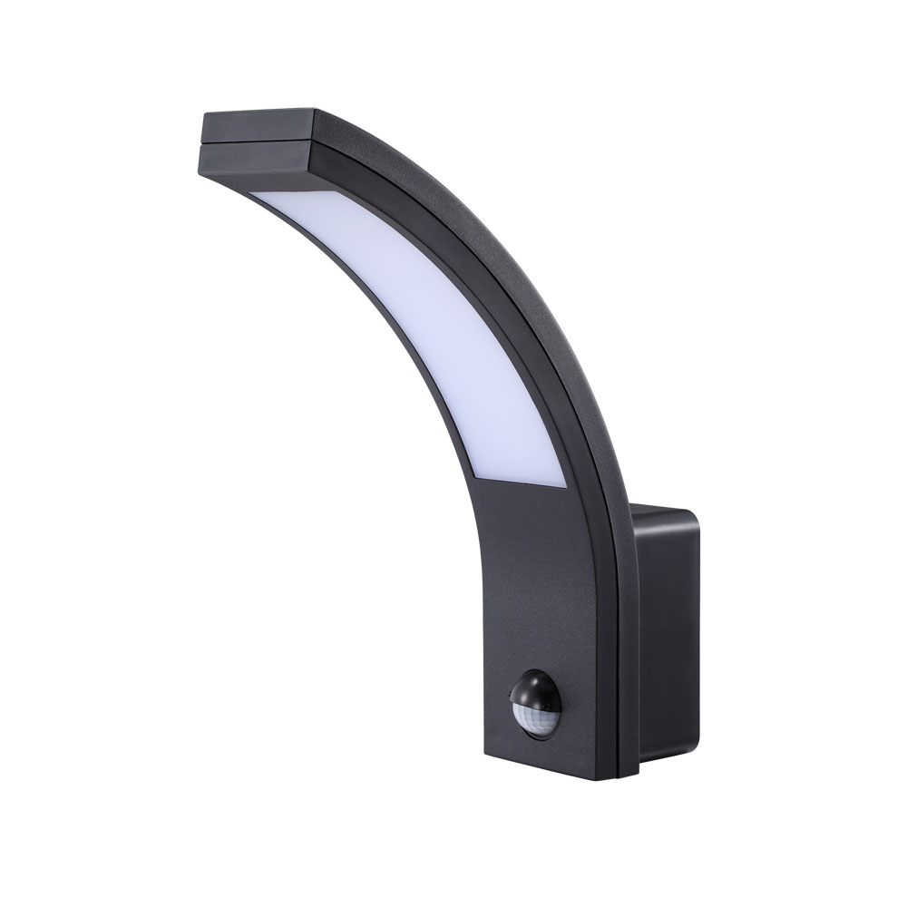 VELMAX Фасадний LED-Світильник 10W 4000K 900LM  IP54  И/Ч датчик руху (чорний) V-WLS-15 24-63-15